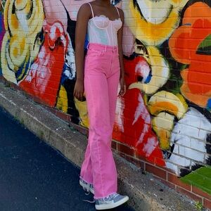 Zara Bubblegum Wide Leg Full Length Jeans